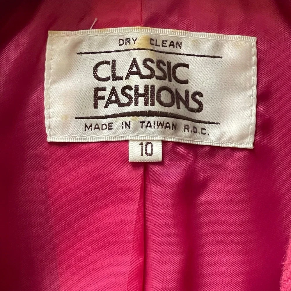 Vintage Women's Size‎ 10 Wool Blend Textured Hot Pink Blazer Jacket Pockets